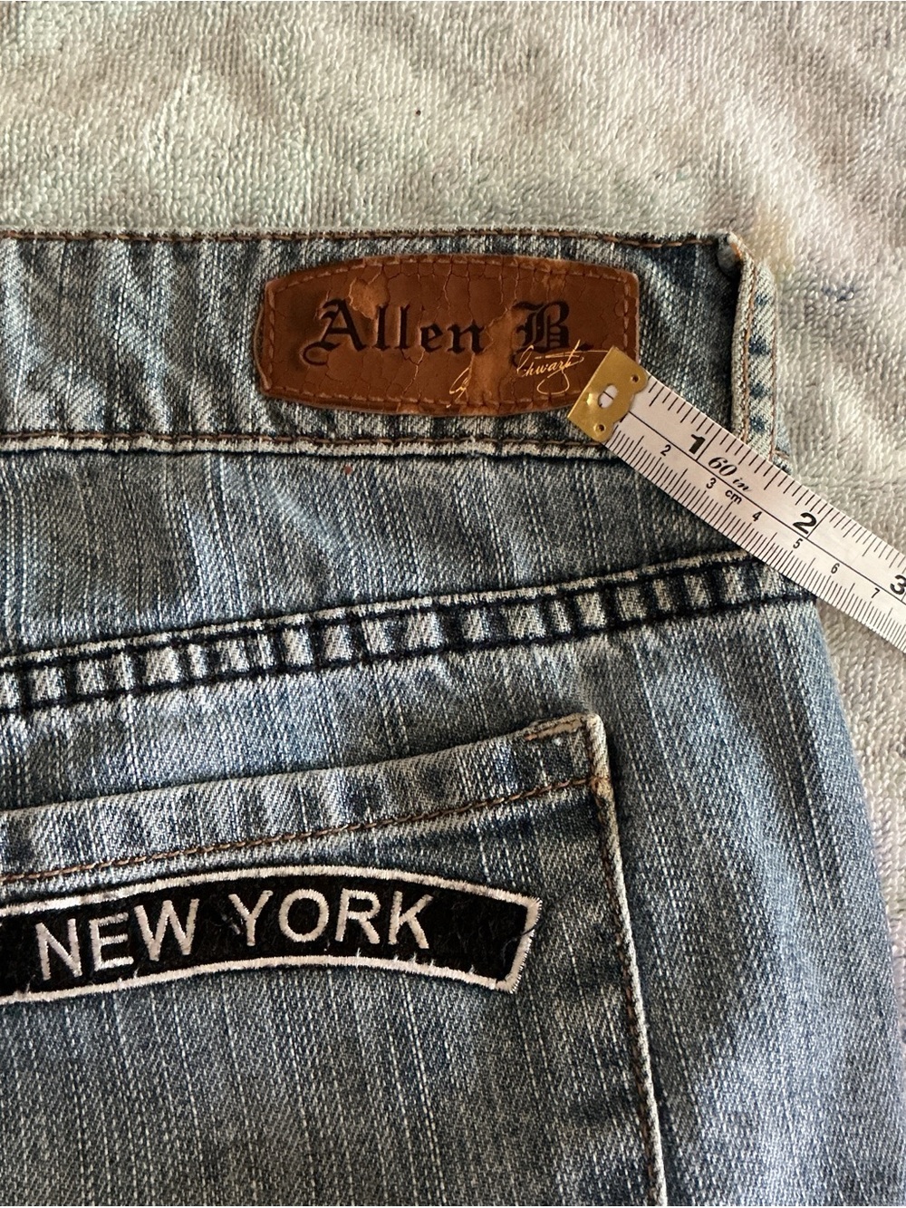 Allen B. By Allen Schwartz Light Blue Denim Jeans with Navy 'B' Patch - Picture 3 of 7